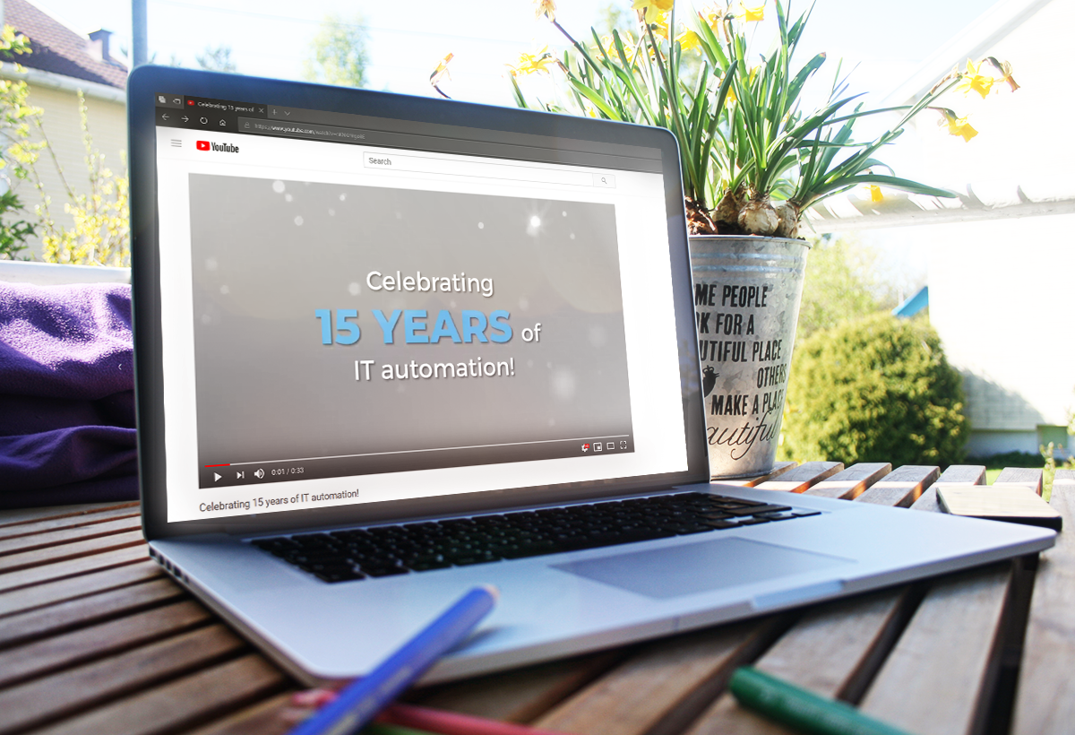 Promotional video creation displayed on a laptop mockup